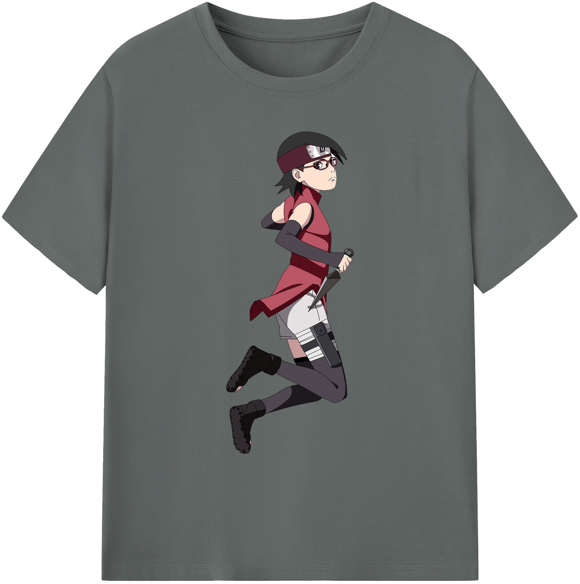 （画像用） NARUTO -ナルト- うちは サラダ Uchiha Sarada 綿100％ メンズ半袖Tシャツ｜肌触りやわらか＆通気性